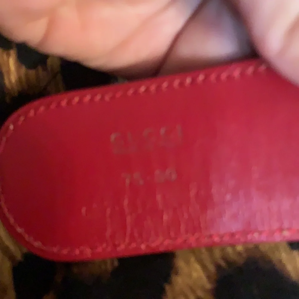 🔥 Stunning Iconic Gucci‎ Red Leather & Gold GG Belt Vintage Gucci 75/30